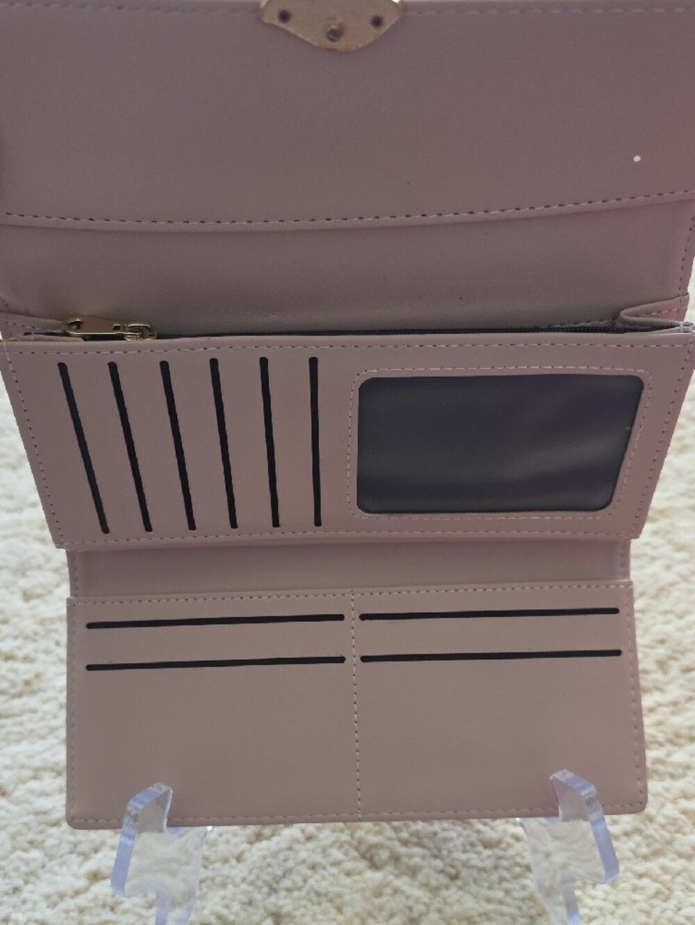 NWOT: Roulens Burgundy Wallet with Gold Leaf Accented Closure - Picture 4 of 7